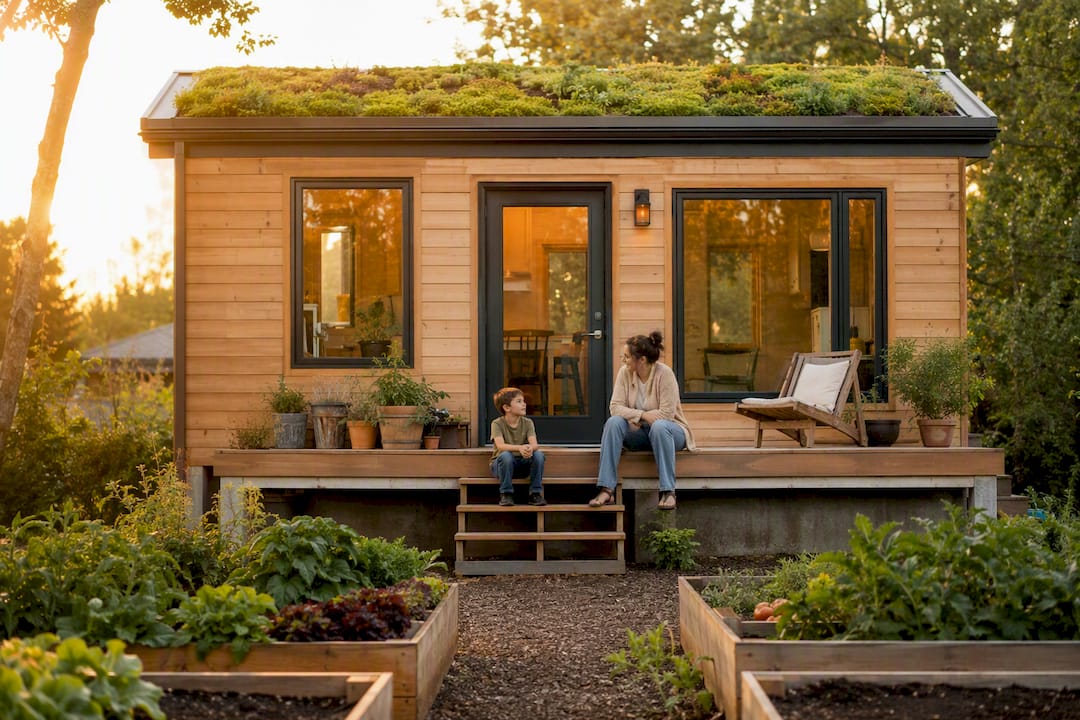 Tiny house on permanent foundation front view