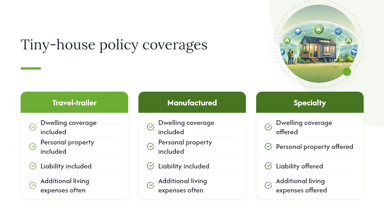Coverage comparison diagram for tiny house insurance types