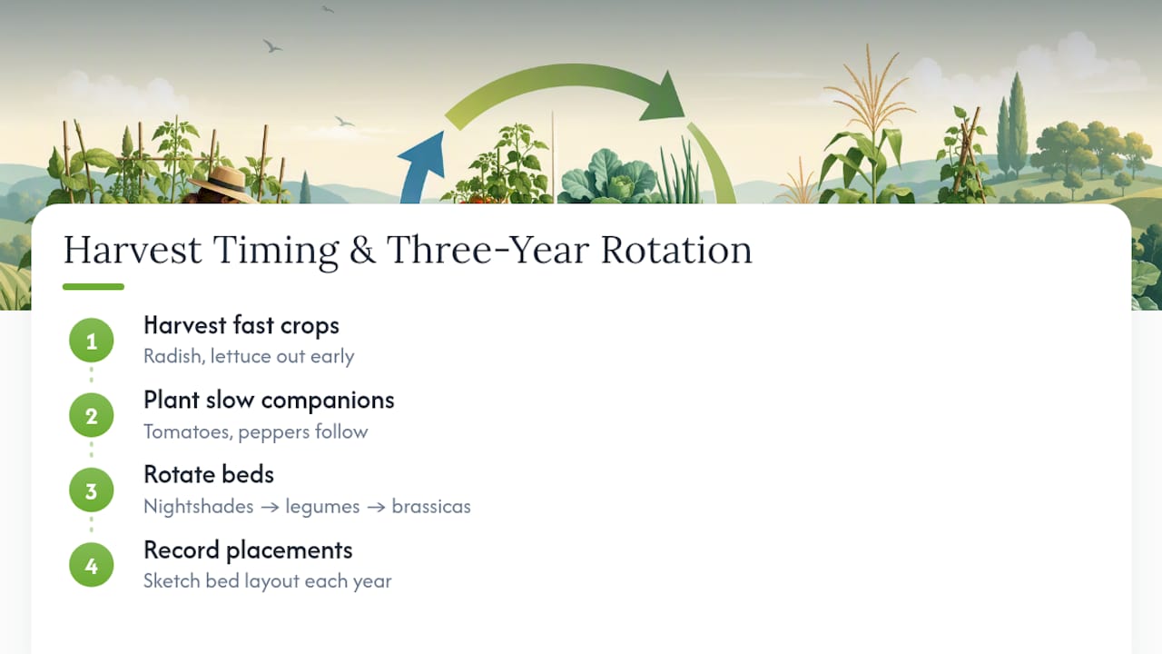 Diagram of harvest timing and crop rotation cycles