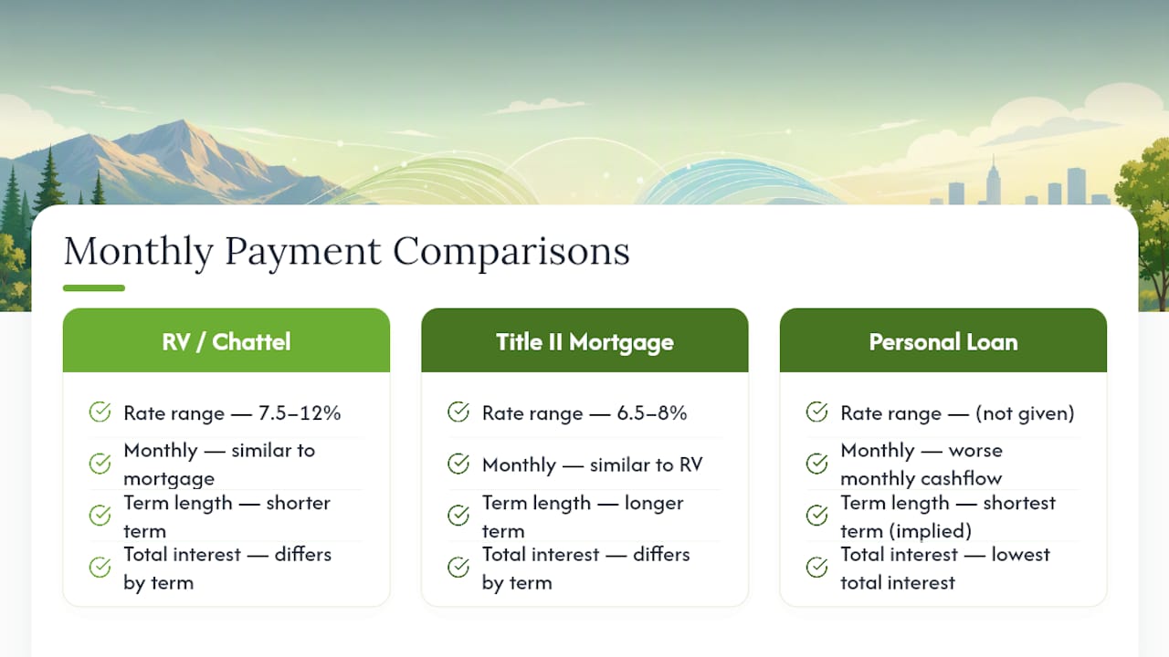 Comparison of tiny house loan costs