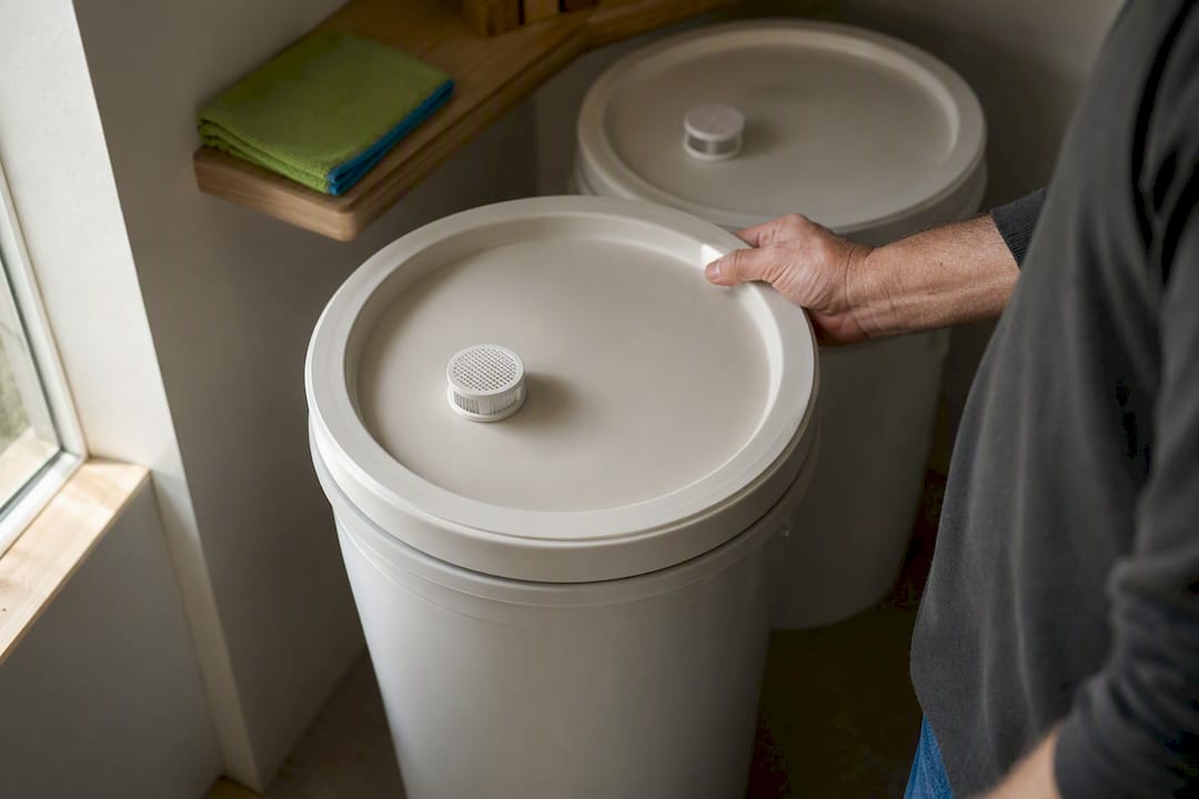 Sealed opaque containers storing treated water