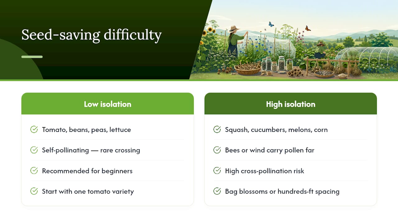 Comparison of crop pollination and isolation needs