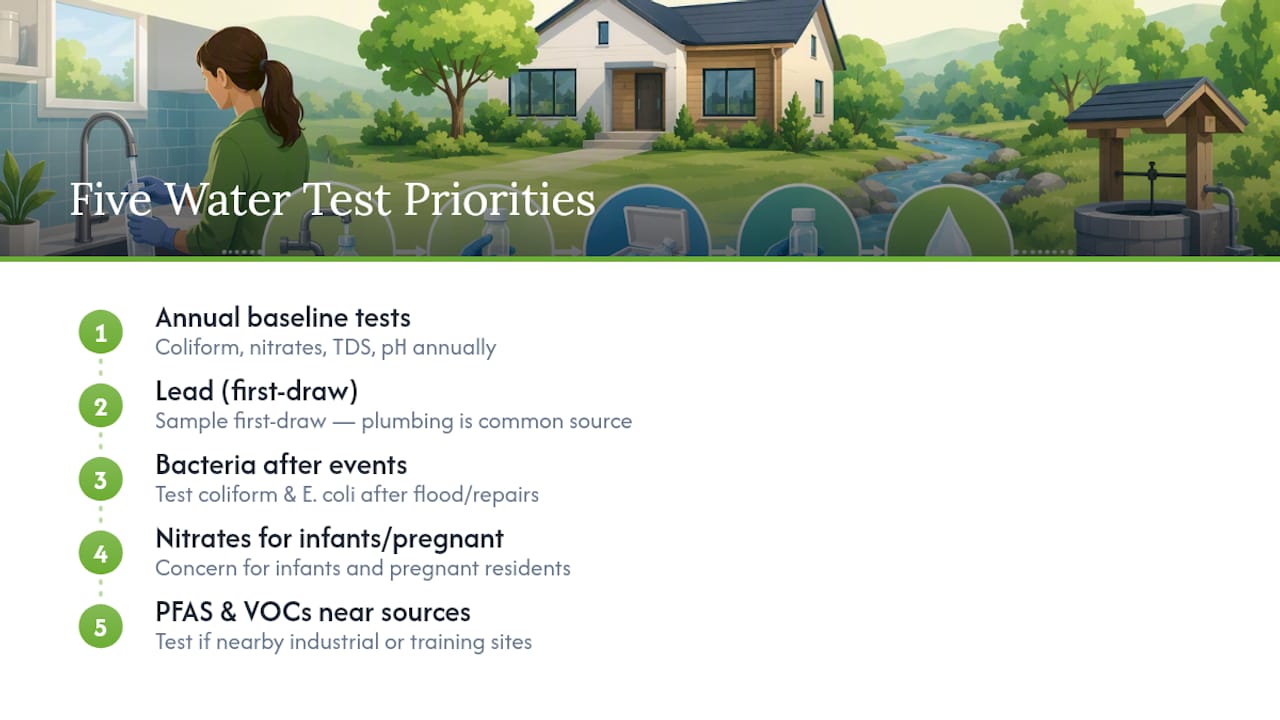 Water testing priorities and trigger conditions