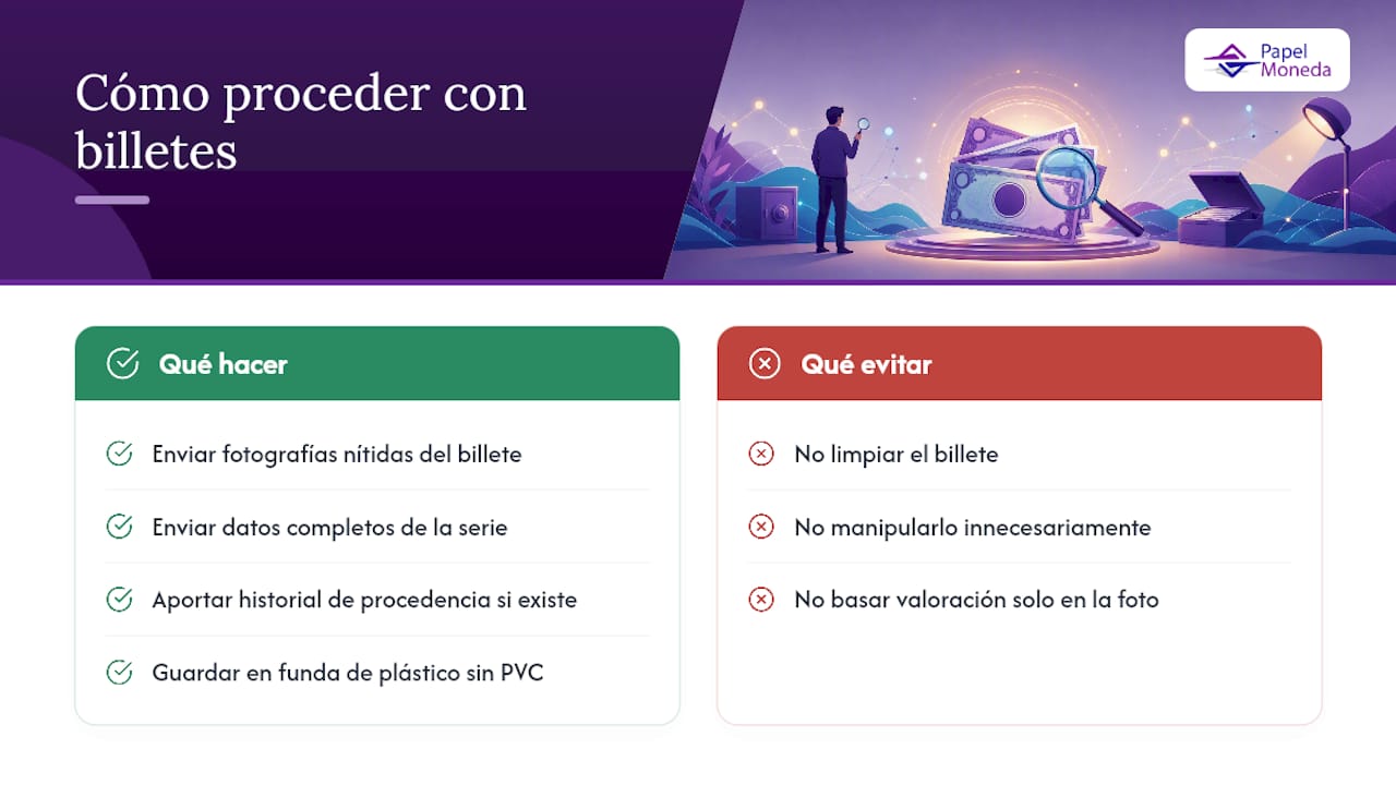 Cómo trabajamos en Papelmoneda con billetes de numeración especial — overview diagram