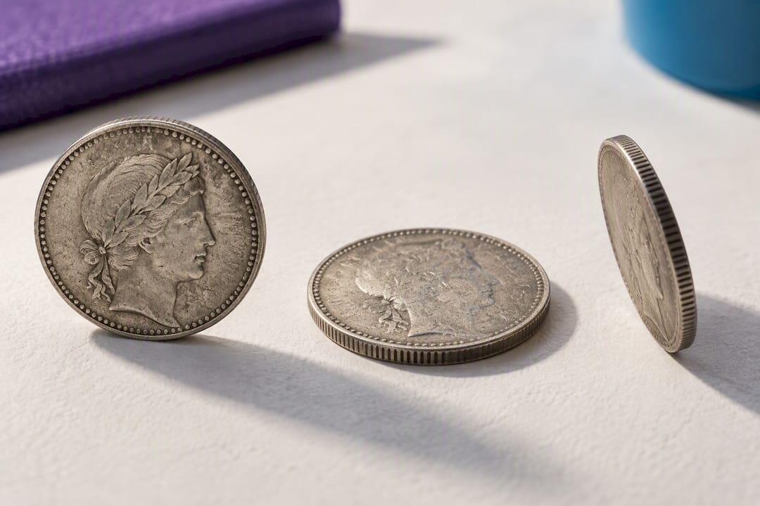 Ilustración de moneda con desgaste moderado (MBC)