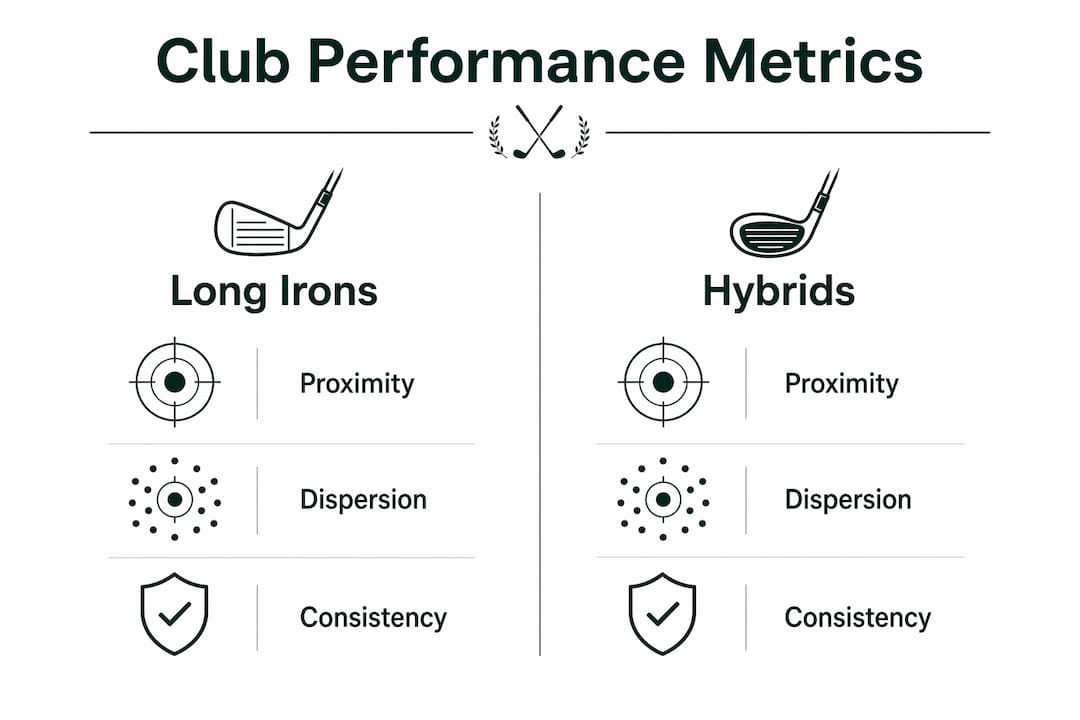 Infographic comparing golf club performance metrics