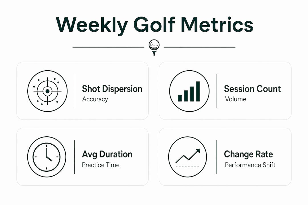 Infographic displaying key weekly golf performance metrics