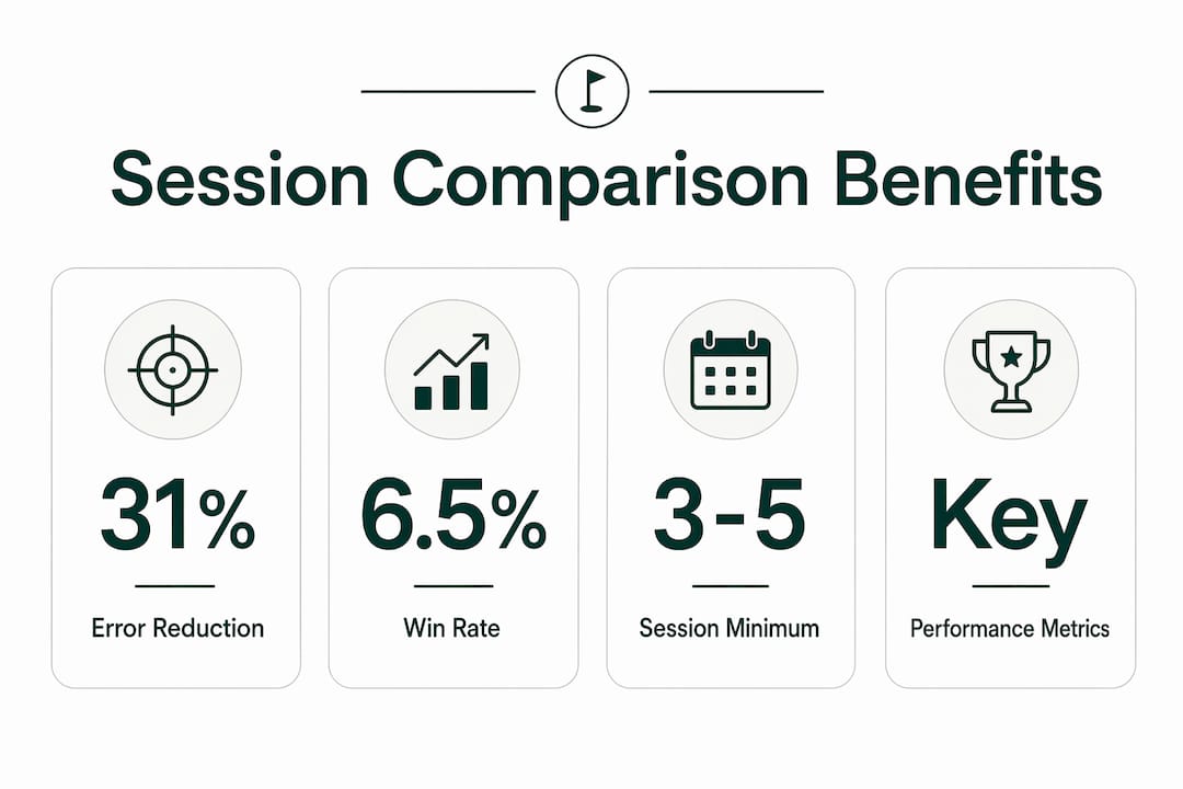Infographic illustrating key benefits of comparing golf simulator sessions