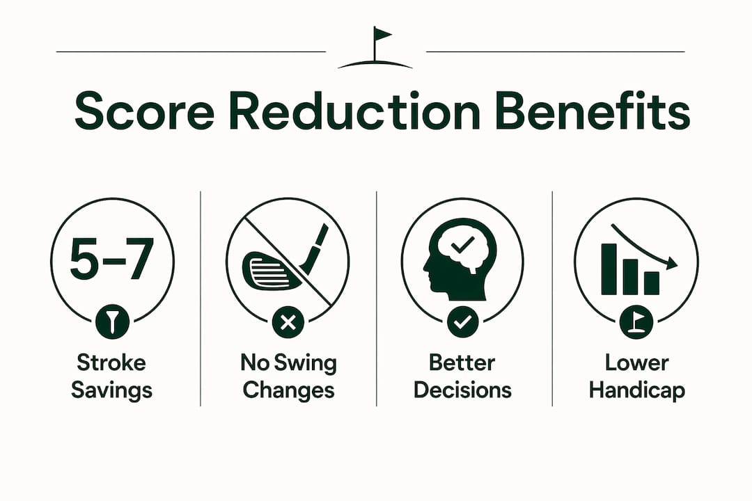 Infographic showing golf score reduction benefits