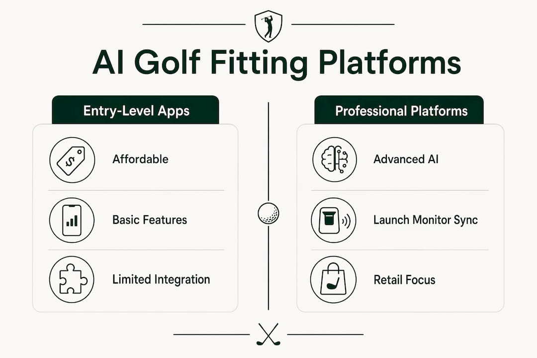 Infographic comparing AI golf fitting platforms