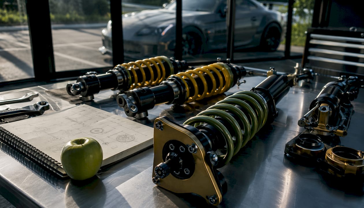 Coilover components prepared for street setup
