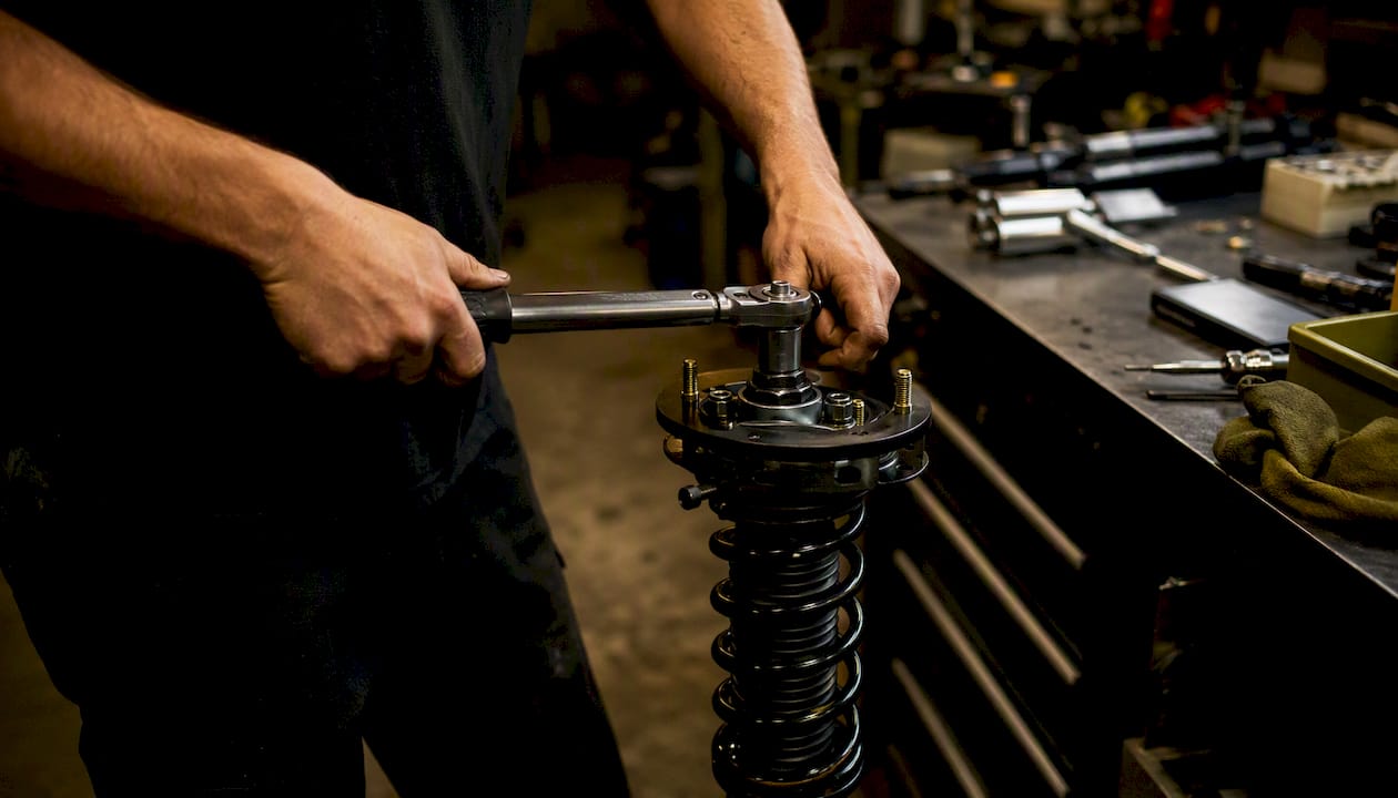 Hands torque camber plate installation