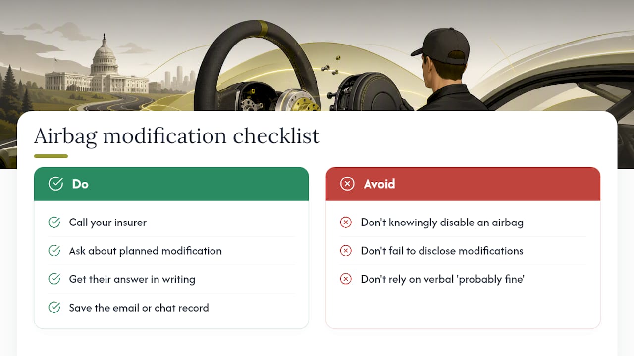 What a Disabled Airbag Does to Your Insurance Coverage — overview diagram