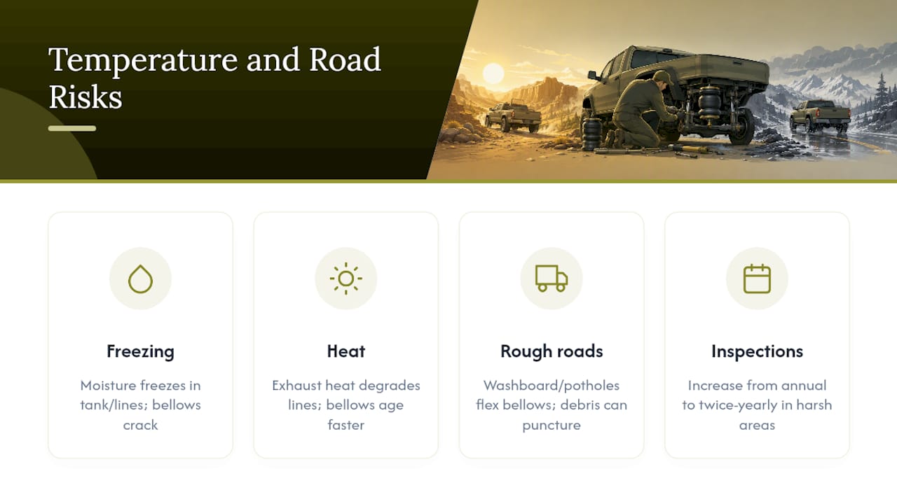 Road and weather effects on air suspension