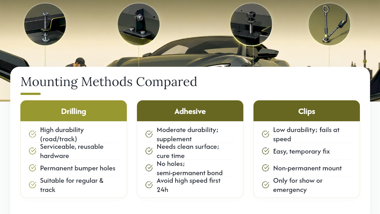 Comparison of front lip mounting methods