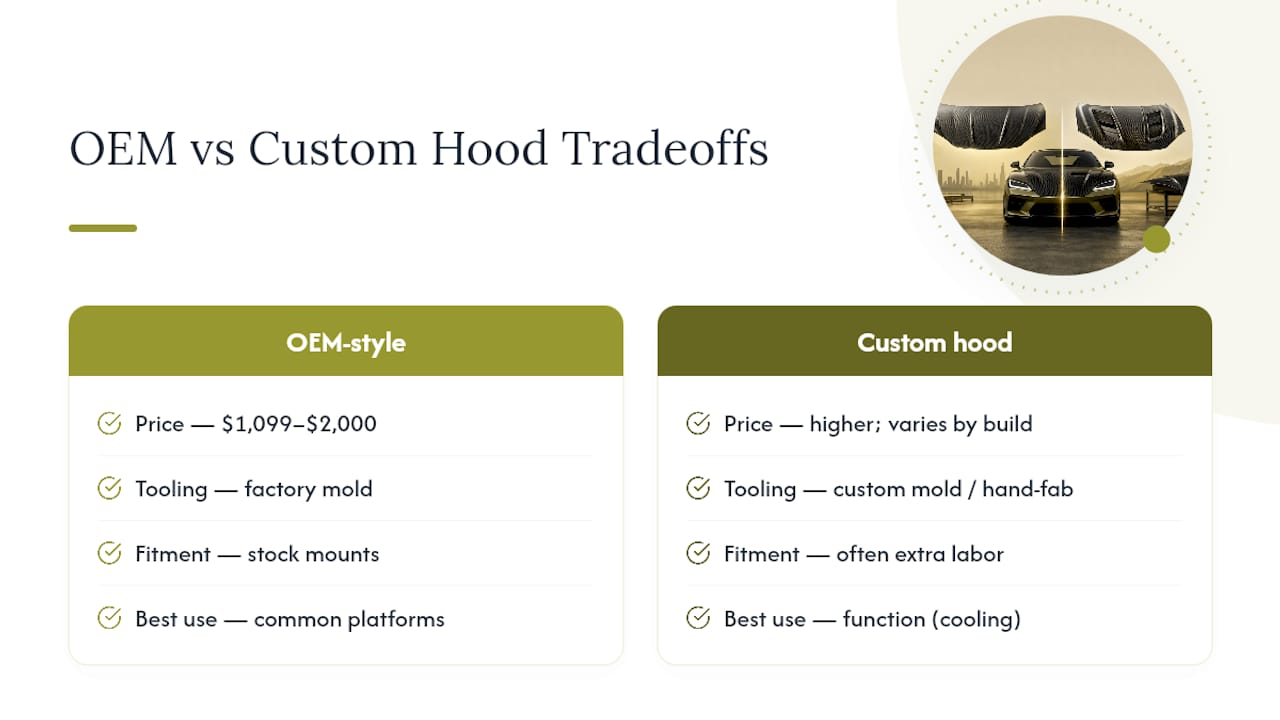 Custom vs. OEM-Style Carbon Fiber Hoods: Pricing Impact — overview diagram