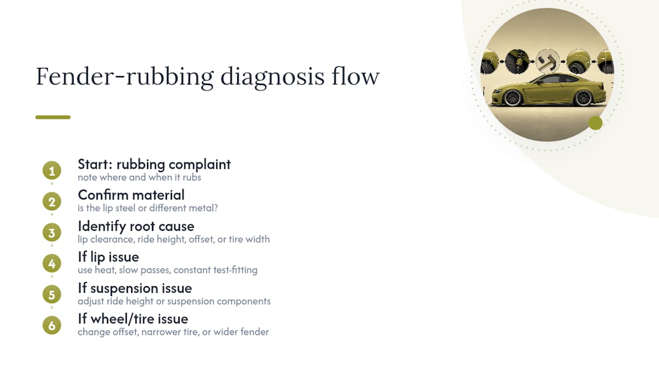 Fender rubbing diagnosis decision path