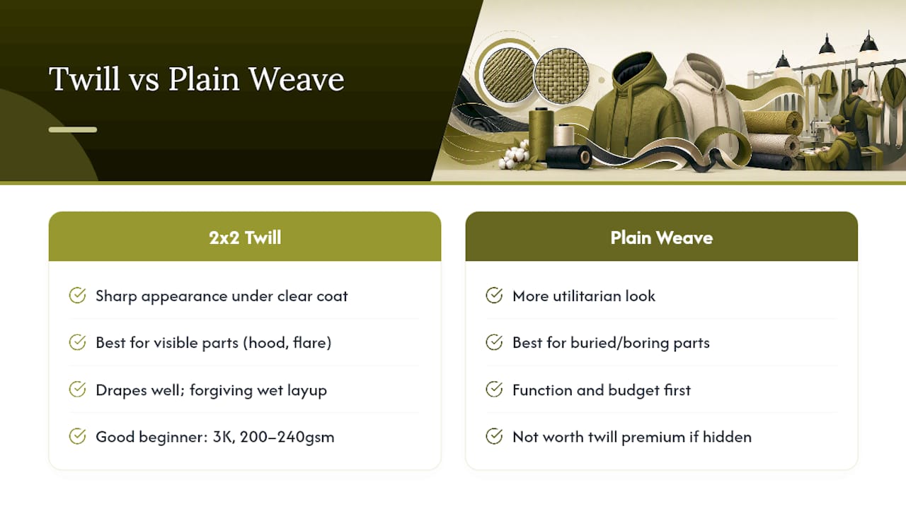 A Builder's Take on Twill and Plain Weave Trade-Offs — overview diagram