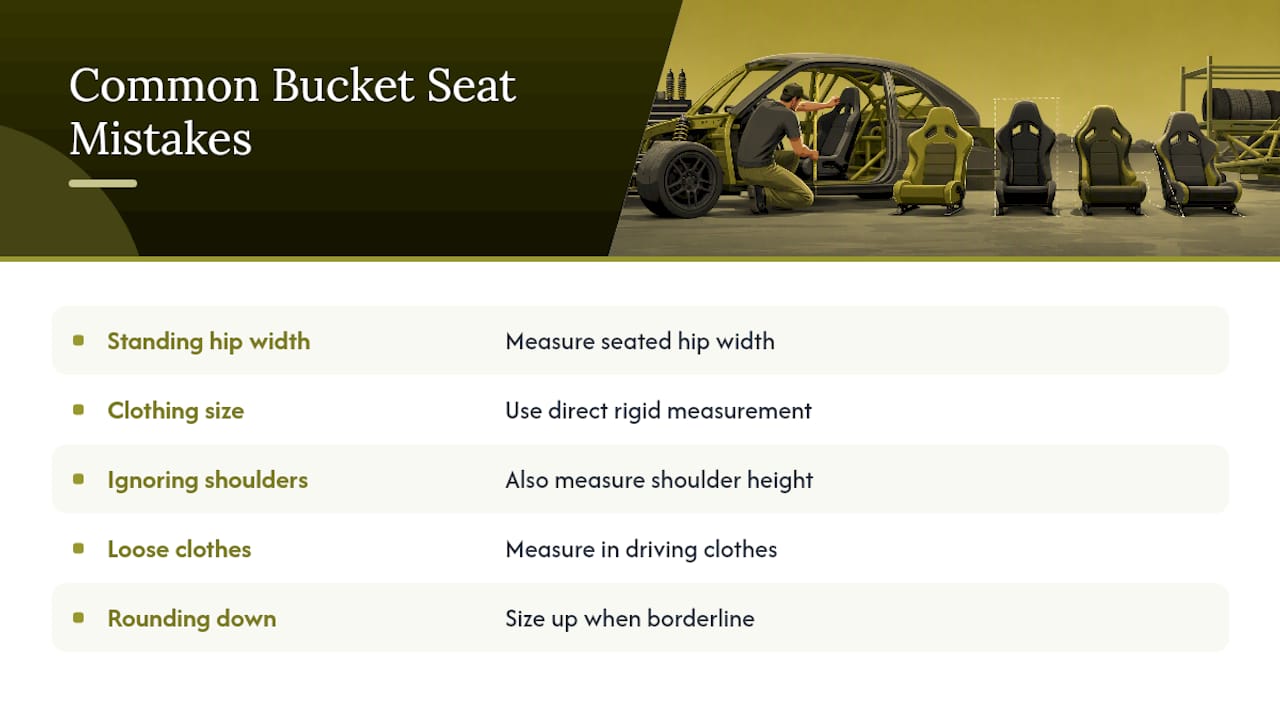 Five common bucket seat sizing mistakes