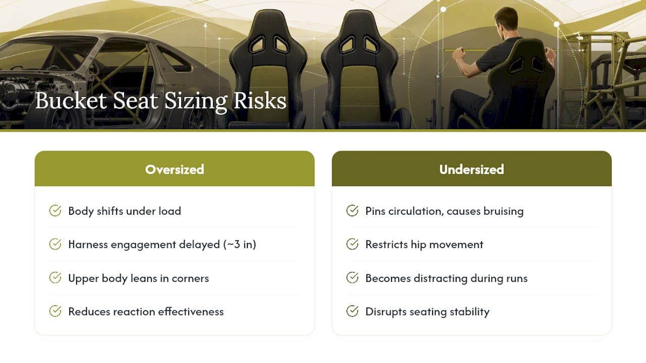 Why Correct Bucket Seat Sizing Is a Safety Issue, Not Just Comfort — overview diagram