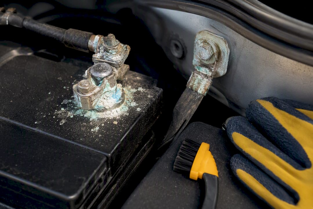 Corroded battery terminal and ground strap