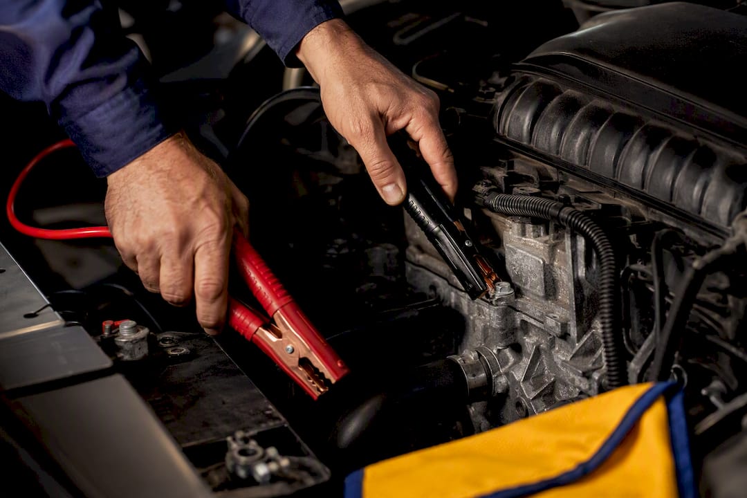 Jumper cable attached to engine ground