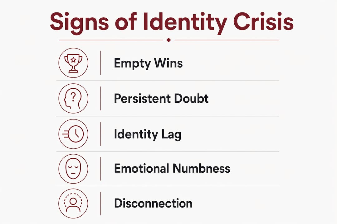 Infographic illustrating signs of identity crisis