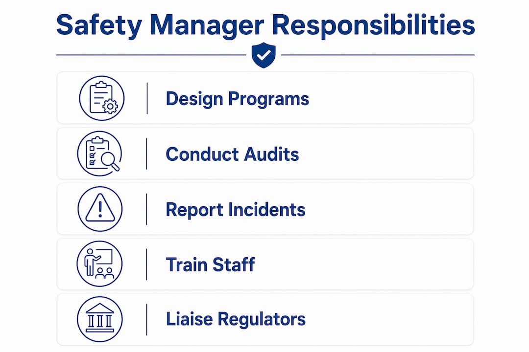Infographic showing safety manager responsibilities