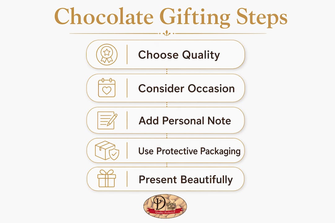 Infographic showing five key chocolate gifting steps