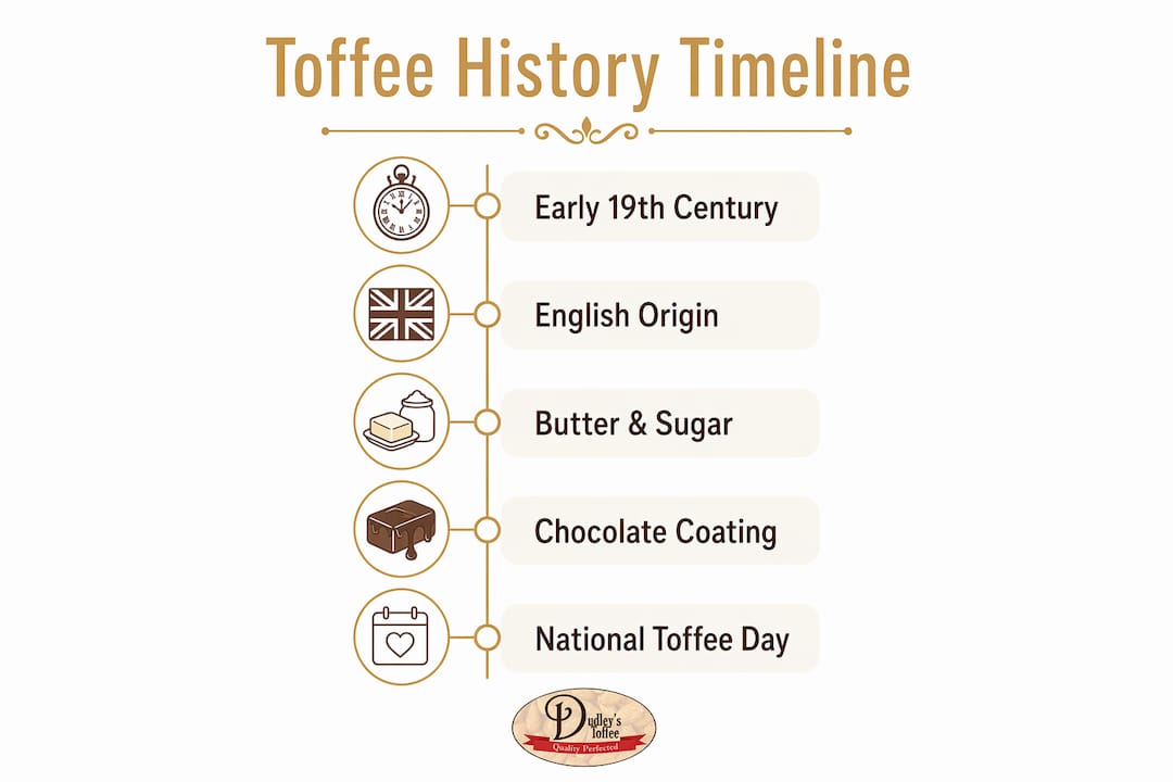 Infographic timeline of English toffee history
