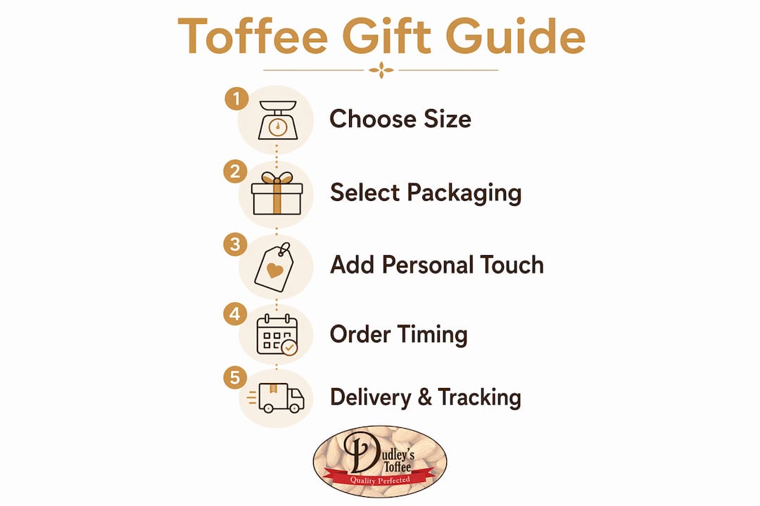 Infographic outlining toffee gift buying steps