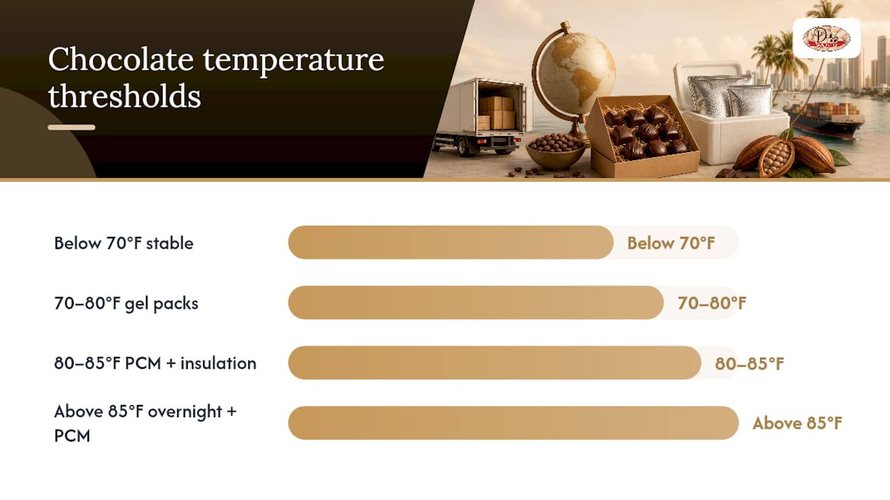 How hot is "too hot" for chocolate in transit — overview diagram