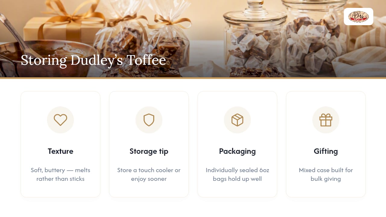 How Dudley's Toffee Stores Best — overview diagram