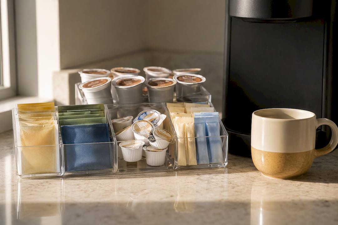 Sealed coffee supplies in break room
