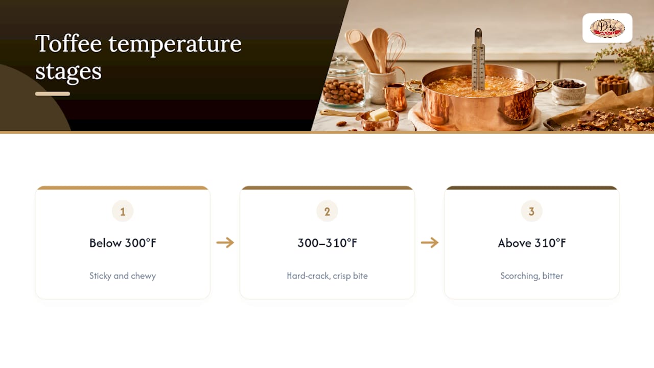 Toffee temperature range and texture outcomes