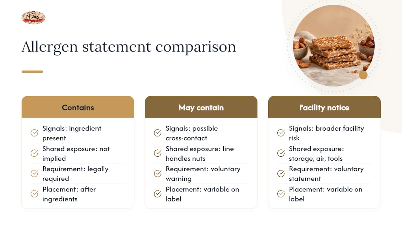 Three allergen statement categories compared