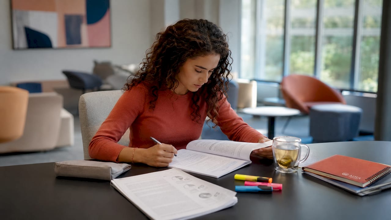 Person studying LSAT extended time materials