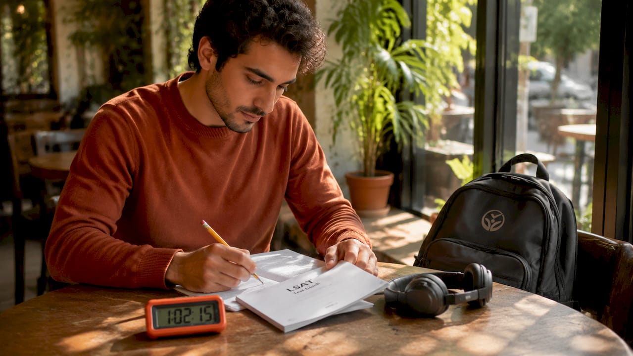 Man taking LSAT with extended time accommodation