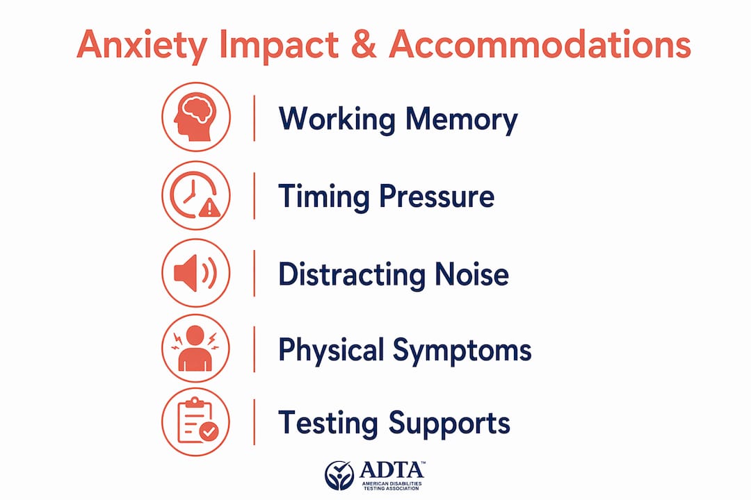 Infographic illustrating anxiety effects and accommodations