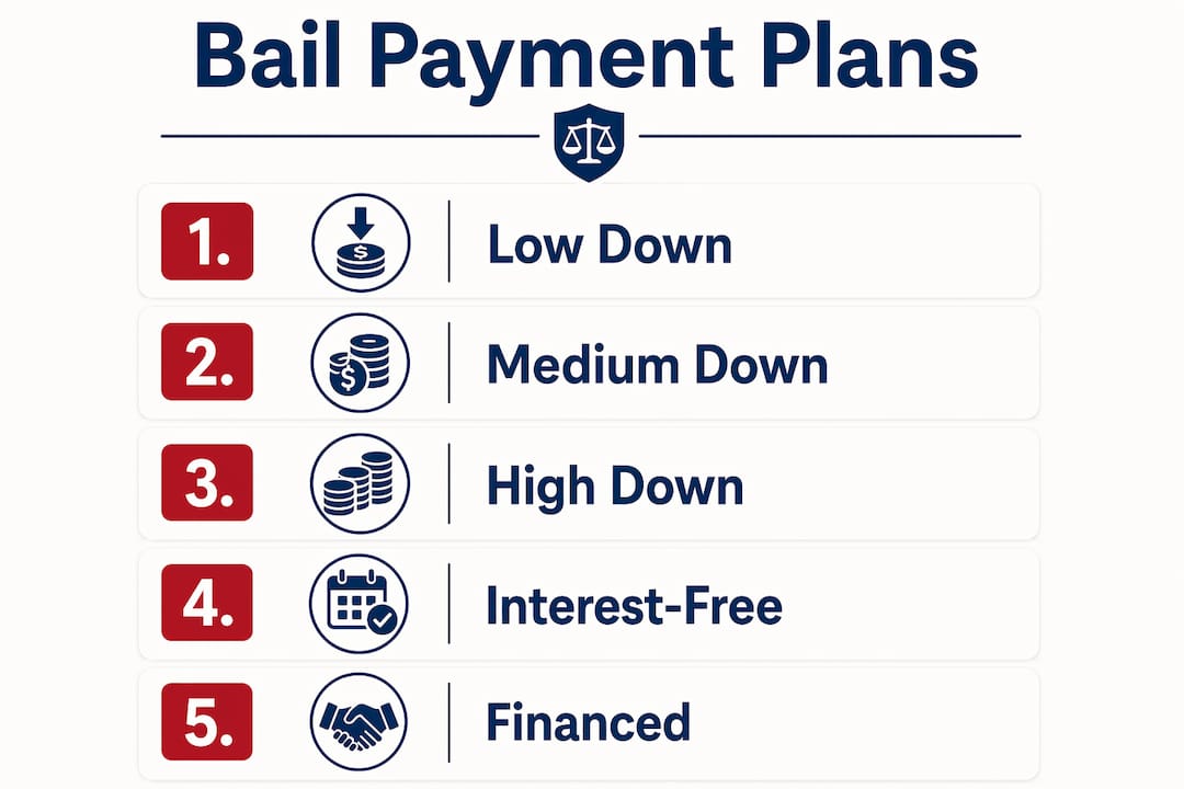 Infographic explaining bail bond payment plan types