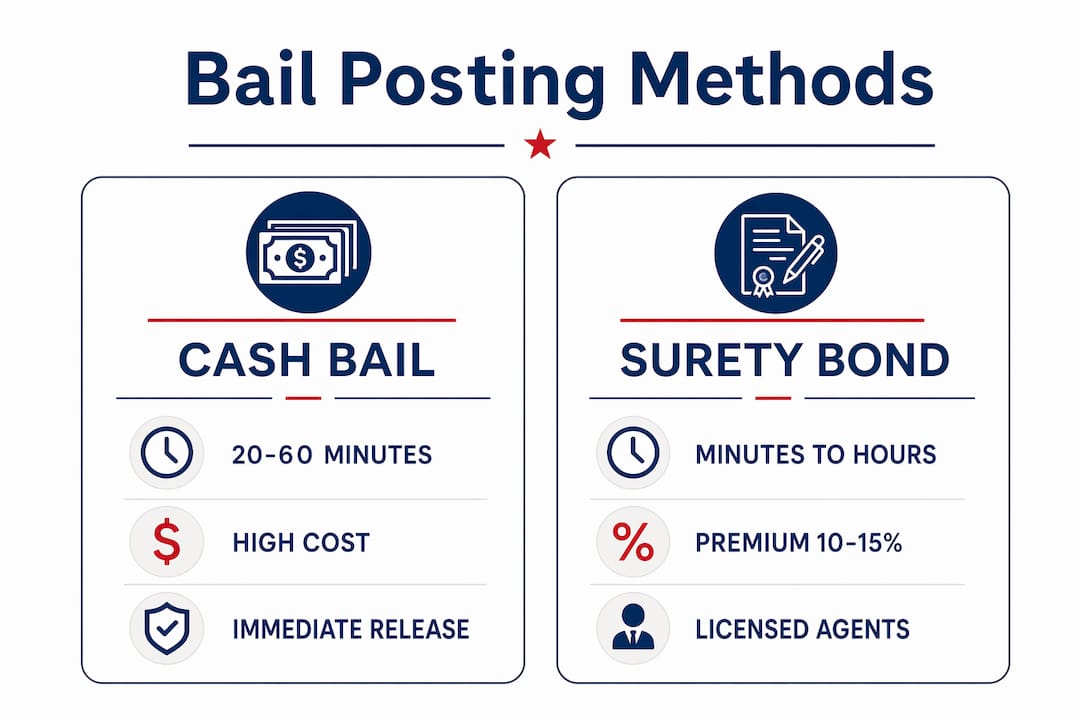 Infographic comparing bail posting methods