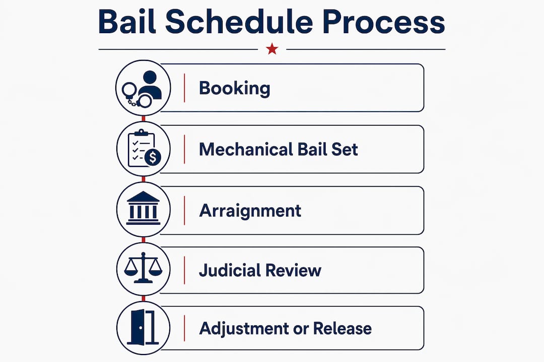 Infographic showing bail schedule process in steps