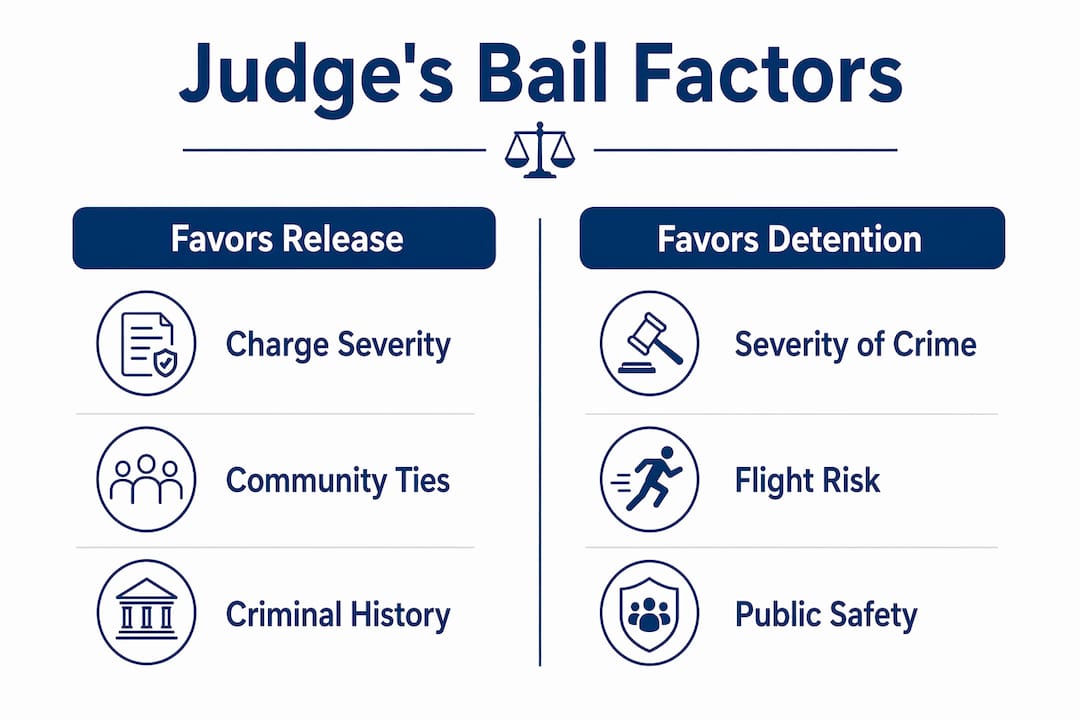 Infographic comparing judge bail decision factors
