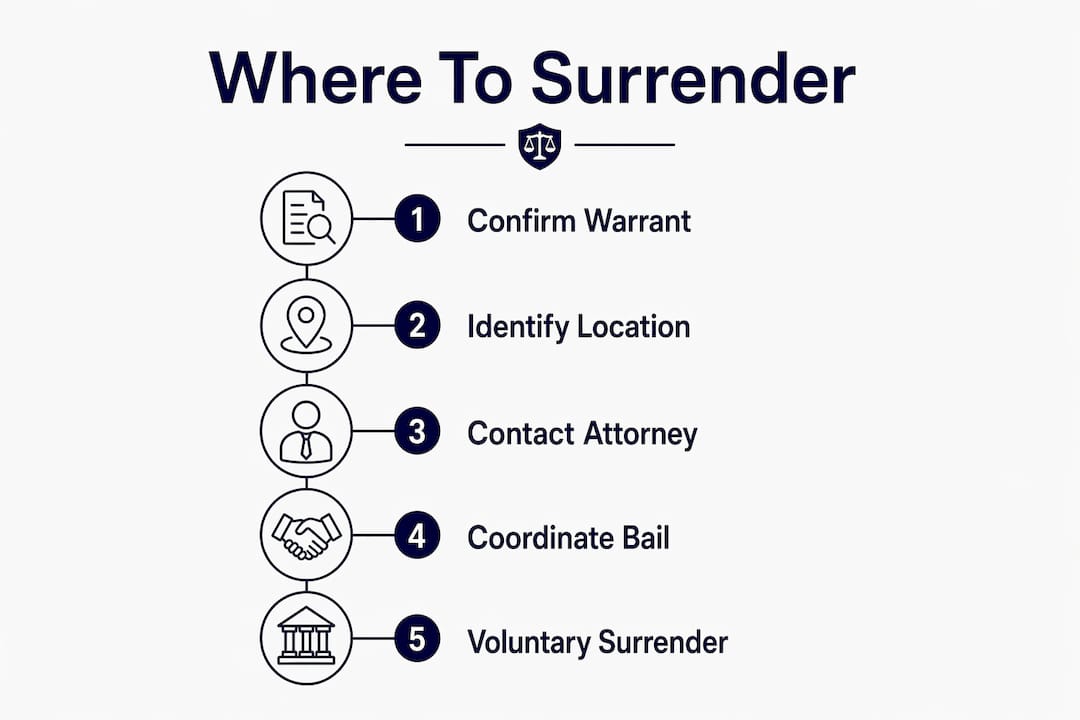 Infographic showing steps to surrender for warrant
