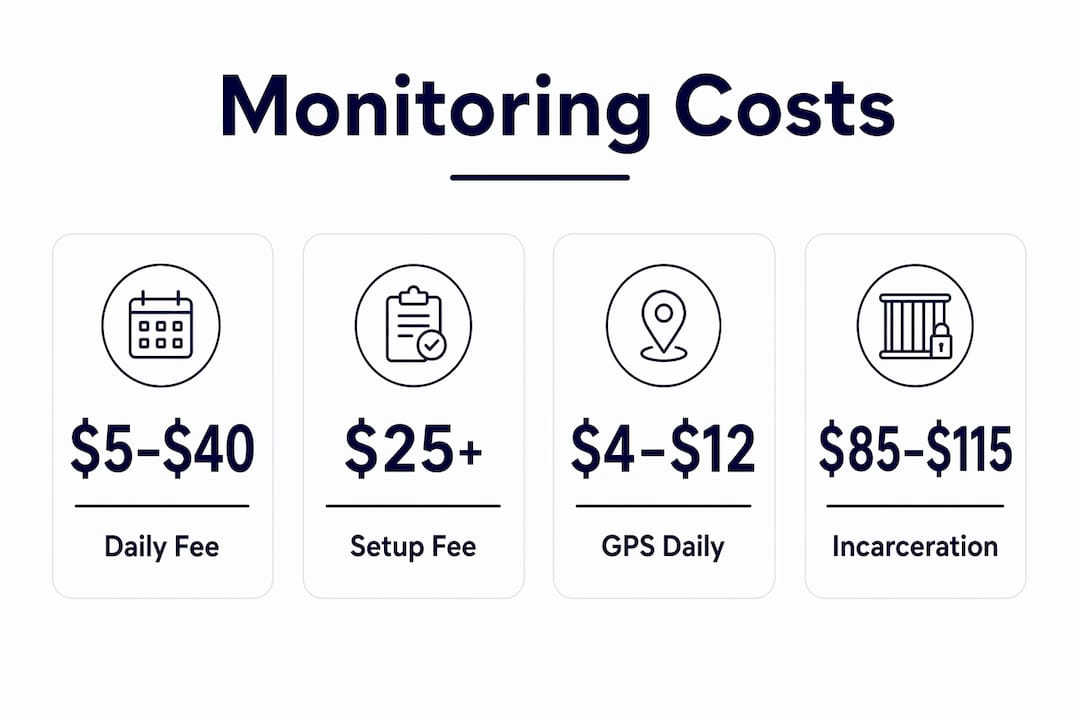 Infographic displaying probation monitoring fees versus incarceration costs