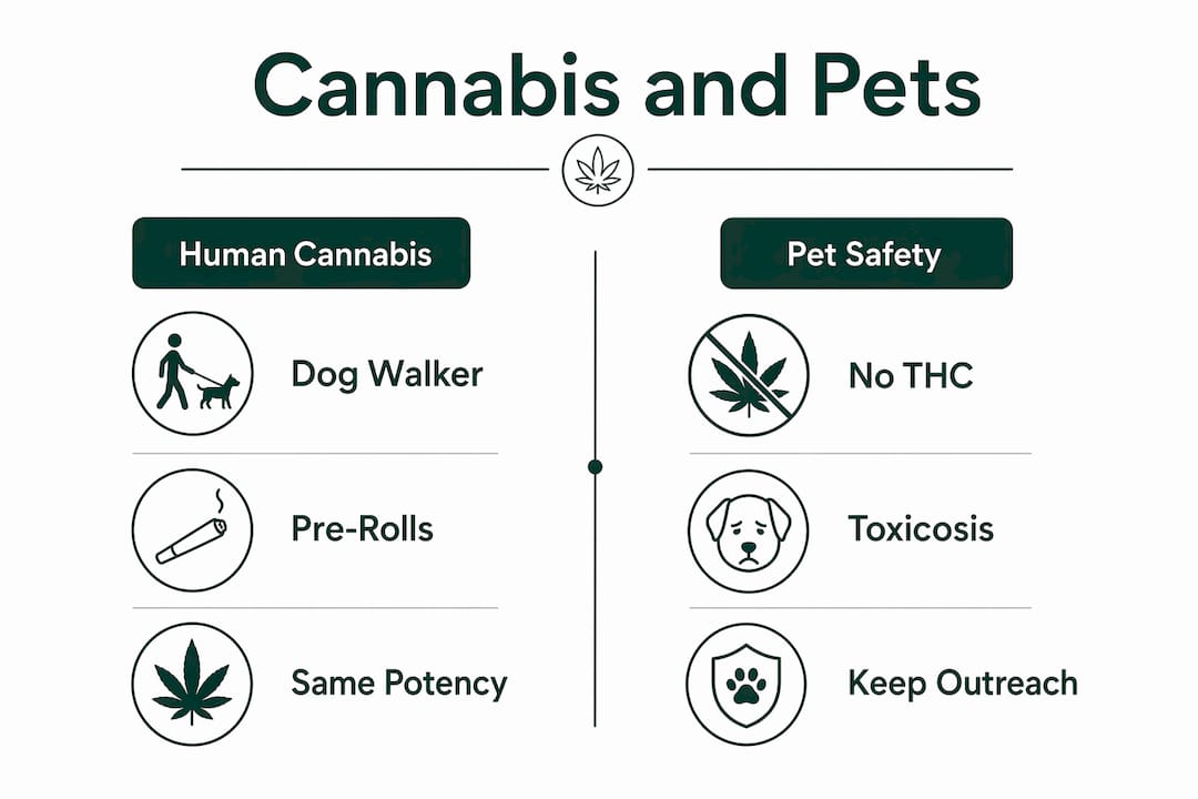 Infographic comparing human cannabis and pet safety risks