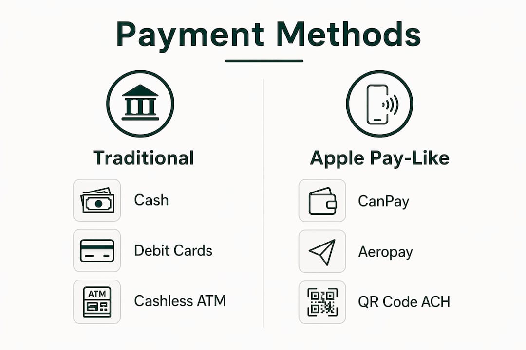 Infographic comparing cannabis payment methods