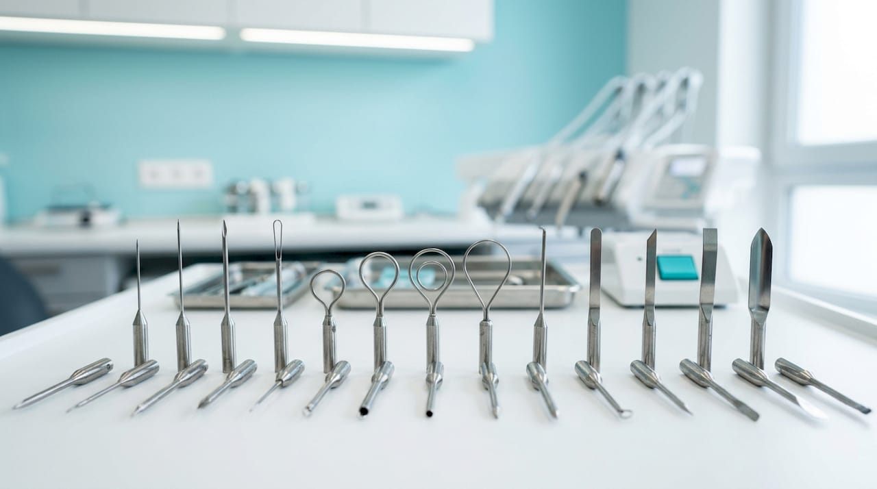 Dental electrosurgery electrode tips close-up
