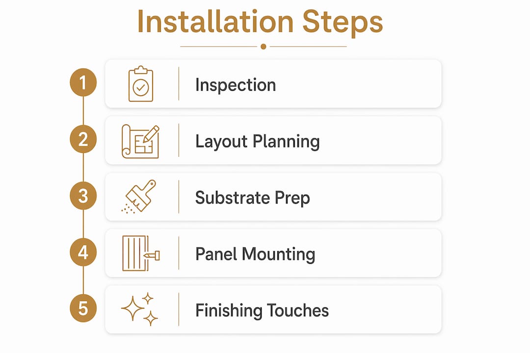 Infographic with wall panel installation steps