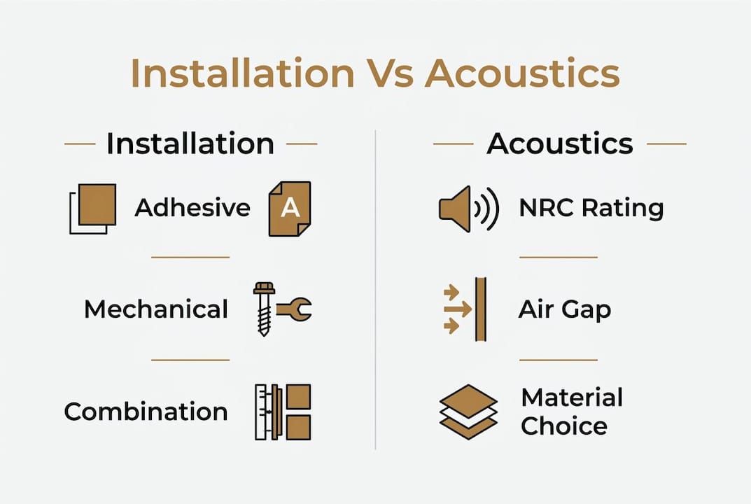 Infographic comparing installation methods and acoustic benefits